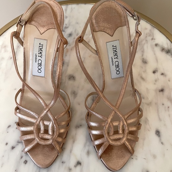 Jimmy Choo rose gold strapped high heeled sandal in size 8 - Picture 2 of 5
